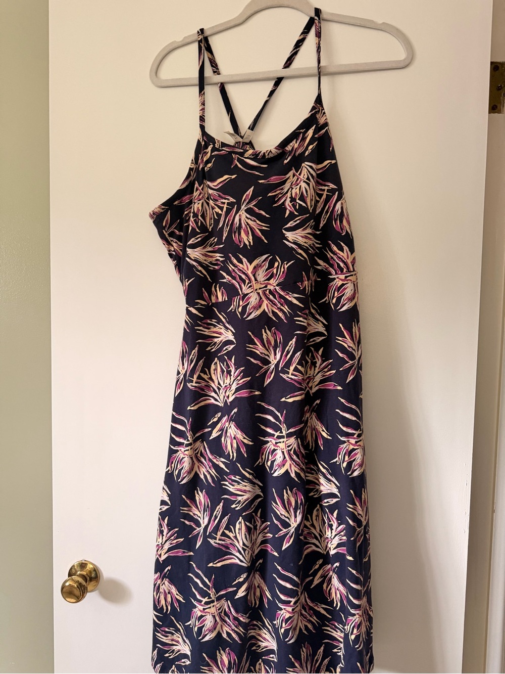 Pact Organic Fit and Flare dress in navy. Very flattering and easy to wear.